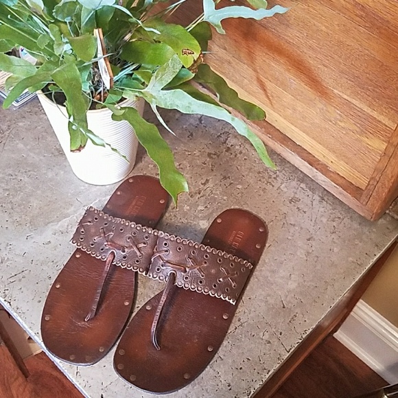 Old Navy Shoes - Genuine leather India sandals flip flops